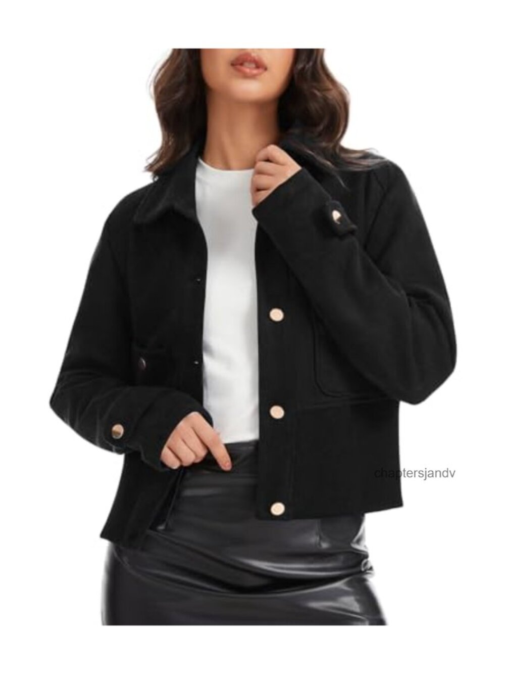 Faux Suede Cropped Button Down Casual Jacket Fall Coat